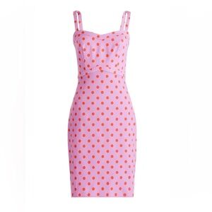 J. Crew Faille Sheath Baxter Polka Dot Pink Dress Size 2 NEW WITH TAGS
